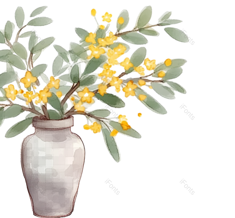 清新图片,秋天元素,黄色的花PNG,插画免抠素材